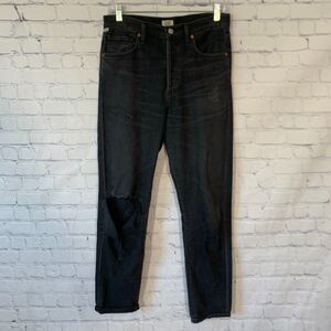 Citizens of Humanity Liya High Rise Classic Fit Crop Denim Jeans Black Size 26